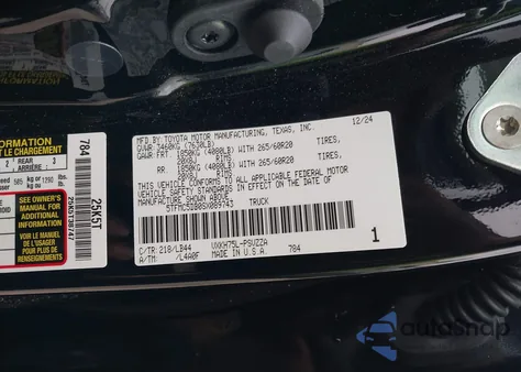 2025 Toyota Tundra Hybrid 1794 Edition Crewmax 5.5' Bed z USA, uszkodzony, nr VIN 5TFMC5DB0SX089743